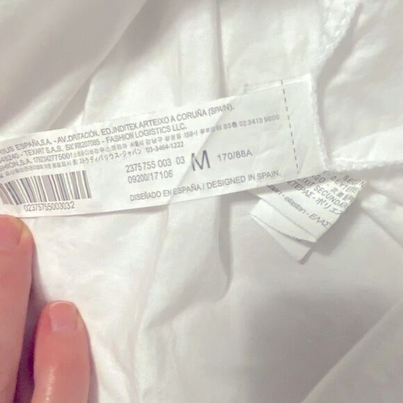 Stradivarius Poplin Midi Dress w/ Straps Womens Medium White BP0306 - Picture 11 of 13